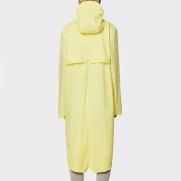 Rains Longer Jacket Straw Yellow Unisex Casual Classic Button Closure Hooded - Picture 6 of 15